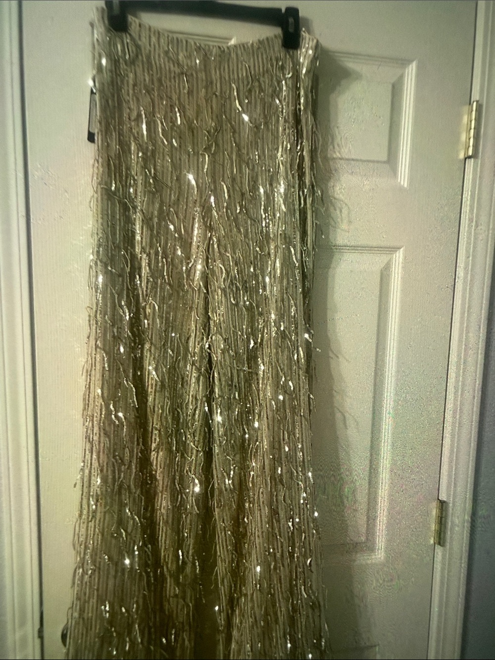 Guess Metallic Gold Fringe Maxi Skirt